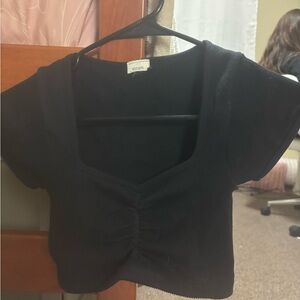 Hollister Black Ribbed Crop Top